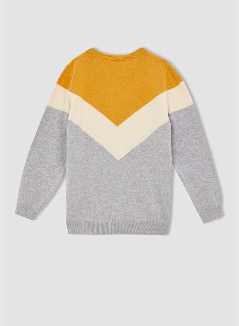 Long Sleeve Block Colour Knitted Jumper