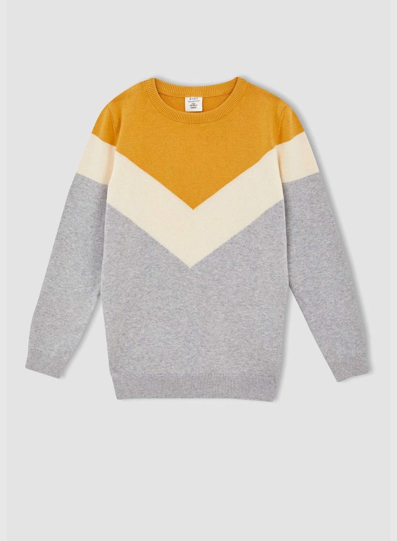 Long Sleeve Block Colour Knitted Jumper