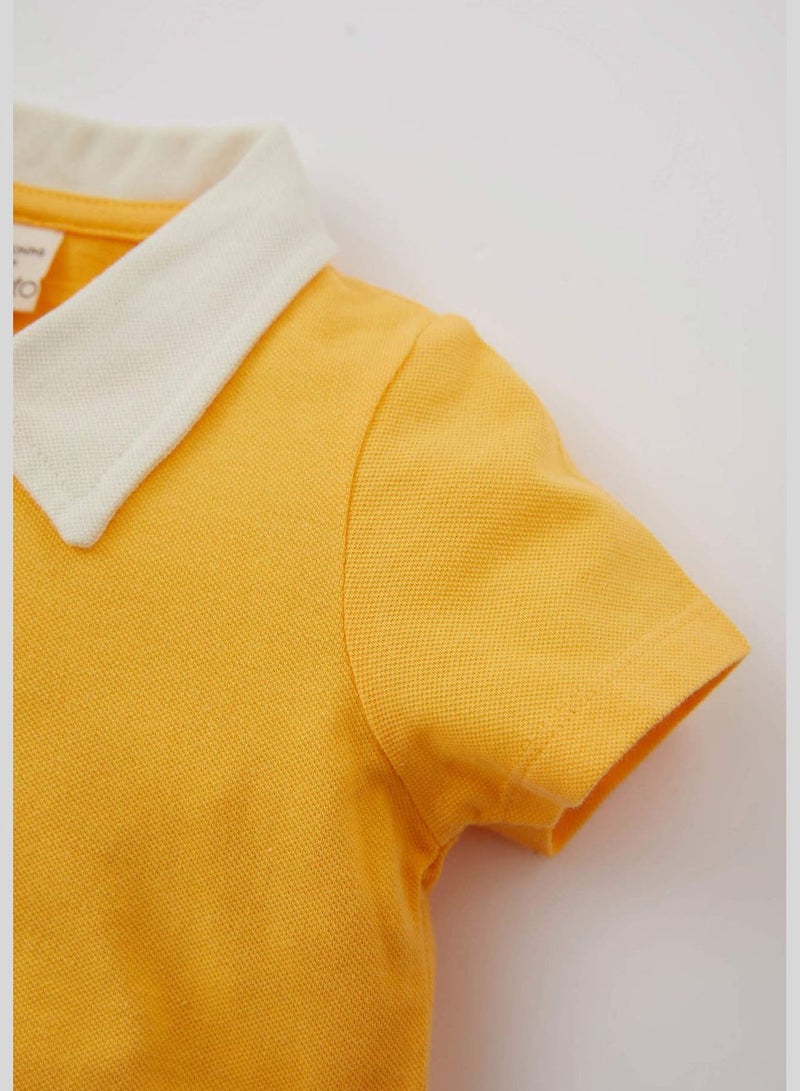BabyBoy Polo Neck Short Sleeve Knitted Overalls