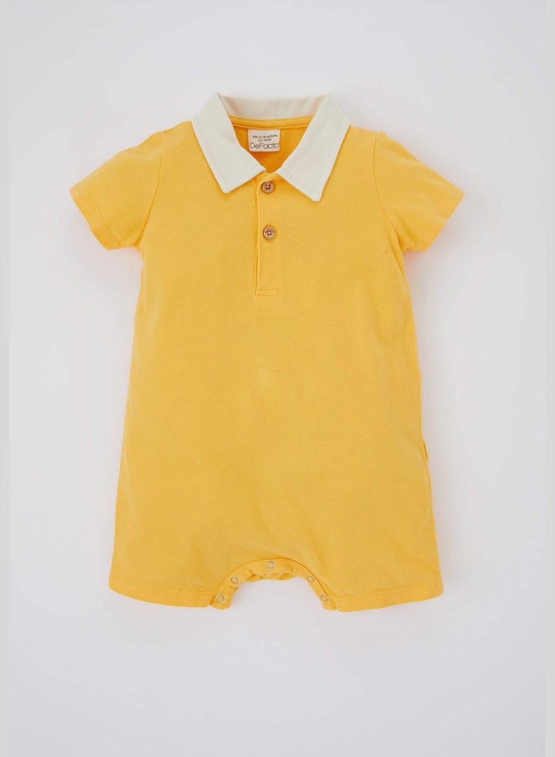 BabyBoy Polo Neck Short Sleeve Knitted Overalls