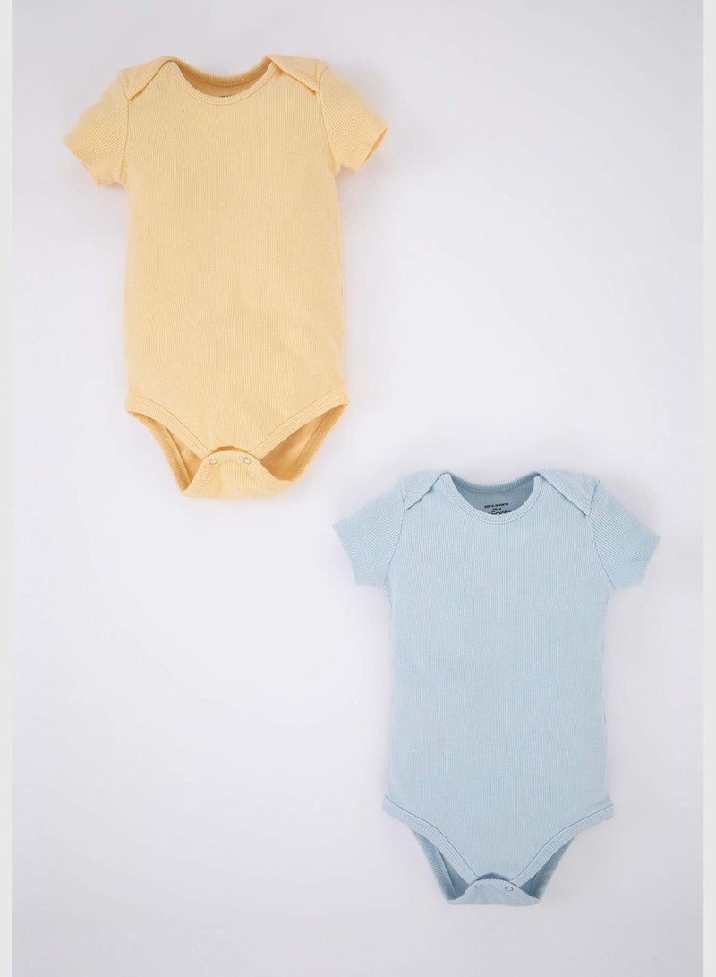 2 Pack BabyBoy Knitted Short Sleeve Snap Body
