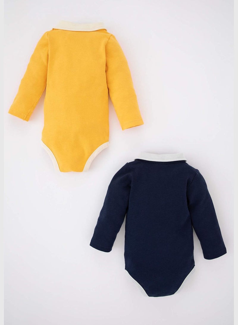 2 Pack BabyBoy Polo Neck Knitted Long Sleeve Snap Body