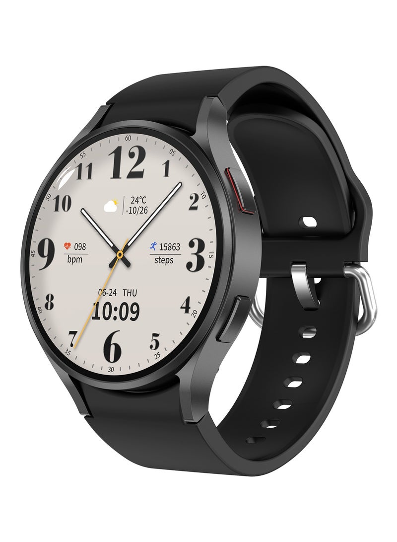 M10 smart watch 1.39 inch TFT Round Screen Heart Rate Fitness Tracker Blood Pressure Monitor Wireless charging smartwatch- Black