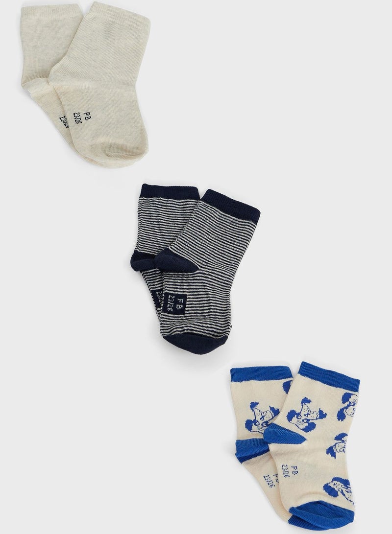 Kids 3 Pack Assorted Socks