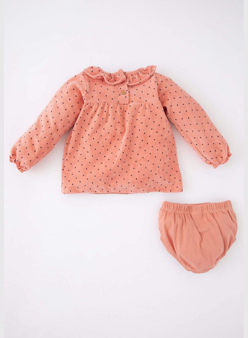 2 Pack BabyGirl Frill Neck Long Sleeve Knitted Set