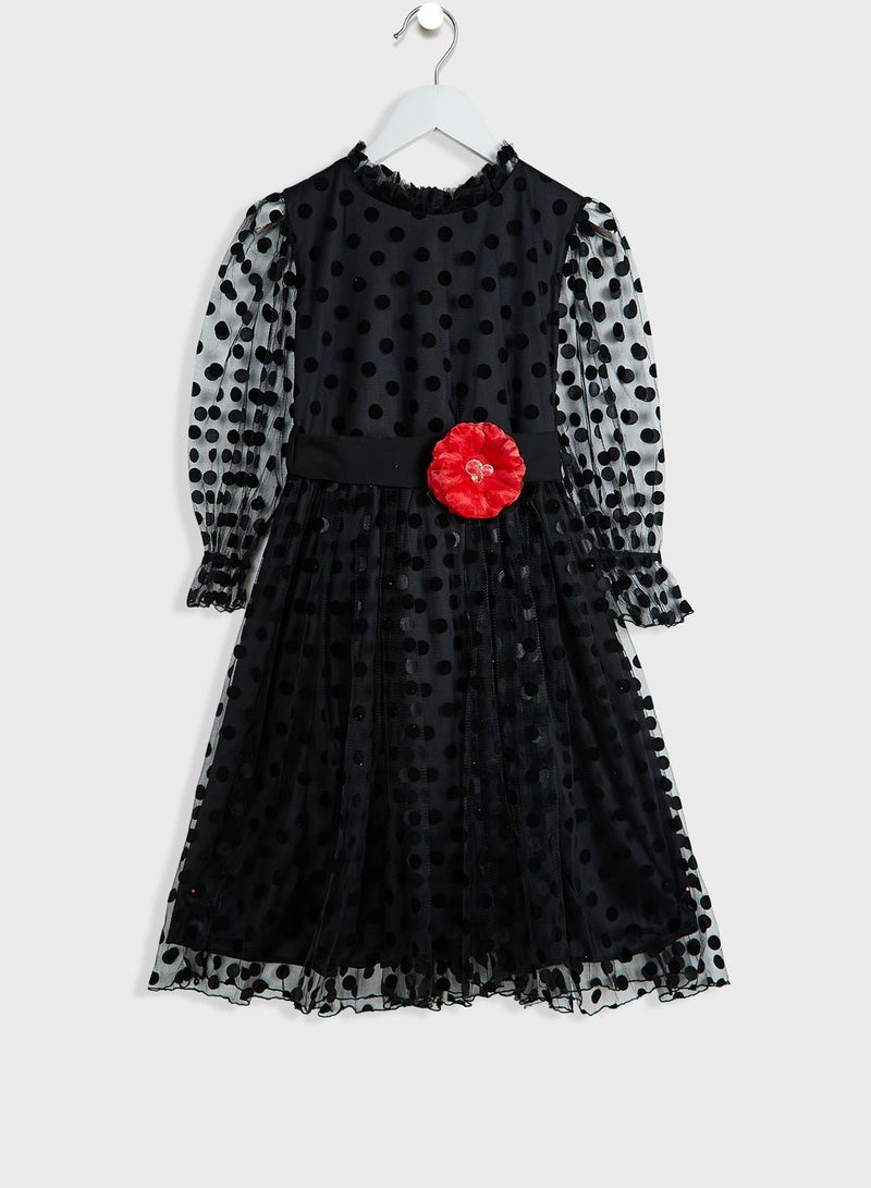 Little Solid Net Detailed Dress
