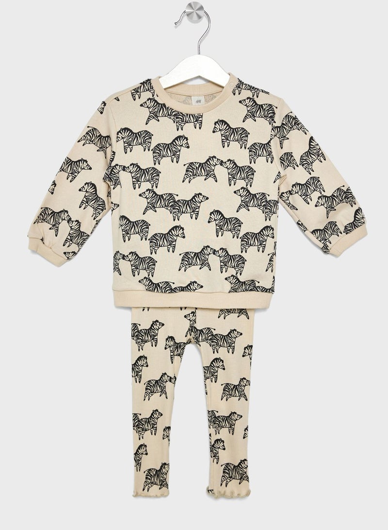 Infant Zebra Print Sweatshirt And Leggings Set