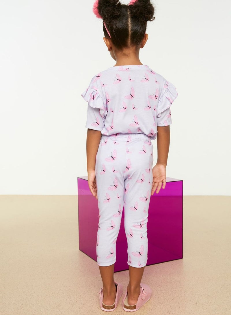 Kids Butterfly Print Top & Pants Set