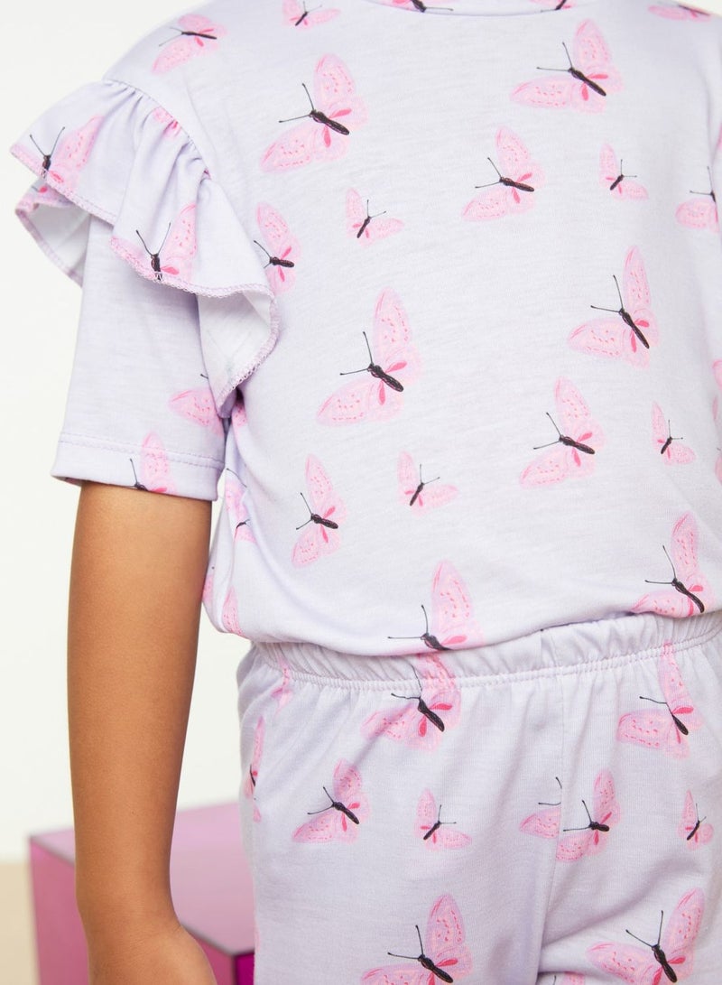 Kids Butterfly Print Top & Pants Set