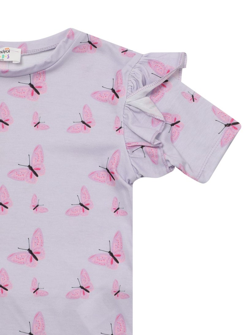Kids Butterfly Print Top & Pants Set