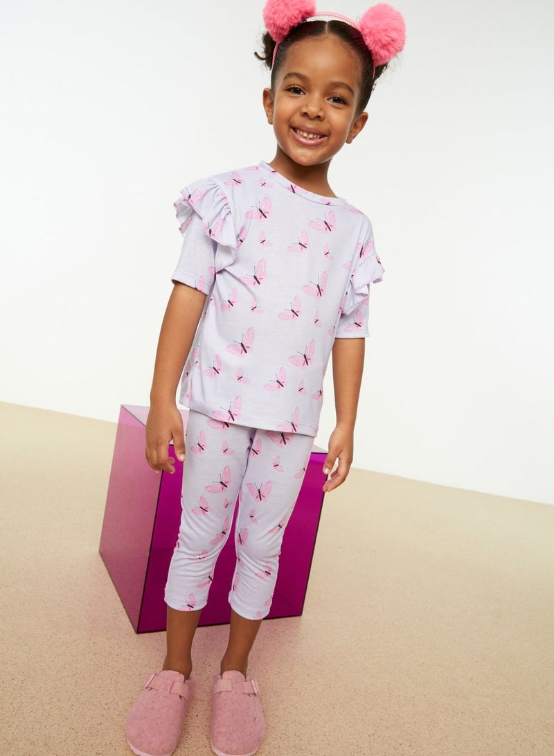 Kids Butterfly Print Top & Pants Set