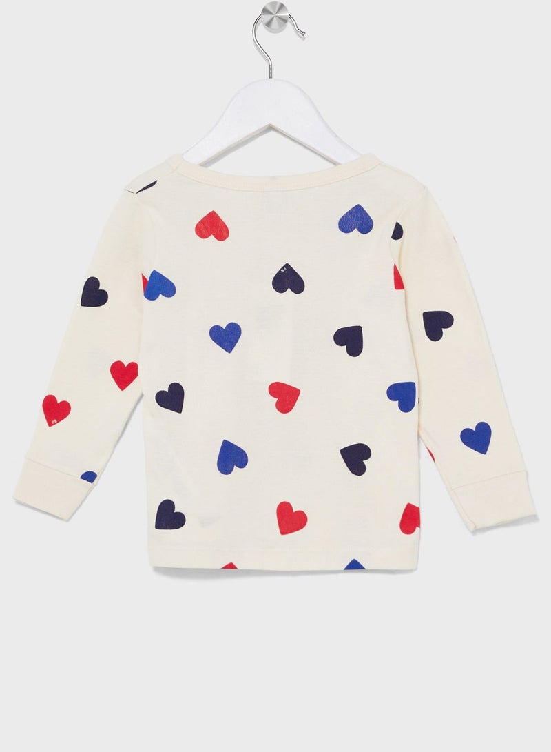 Kids Heart Print Pyjama Set
