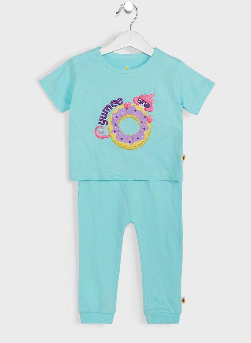 Kids Donut Print Pyjama Set