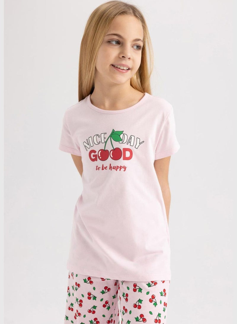 Girl Short Sleeve Knitted Pyjamas