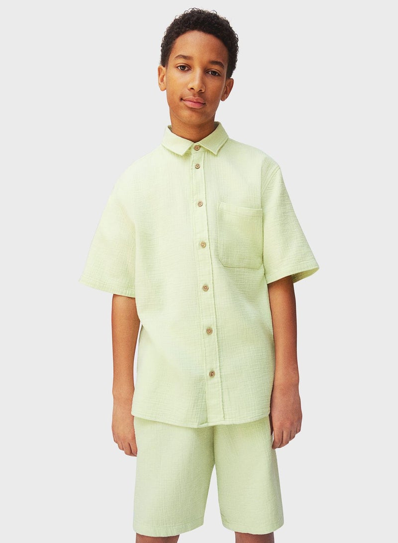 Kids Crinkled Shirt & Shorts Set