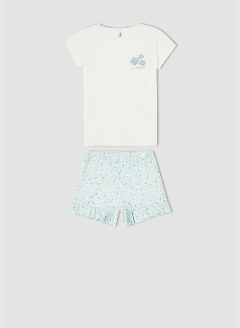 Regular Fit Short Sleeve Minimal Slogan Print Pyjama Set