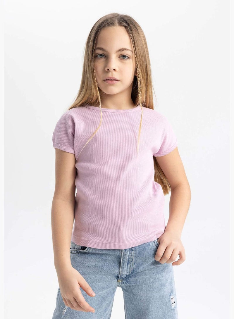 Girl Knitted Short Sleeve Body Slim Fit