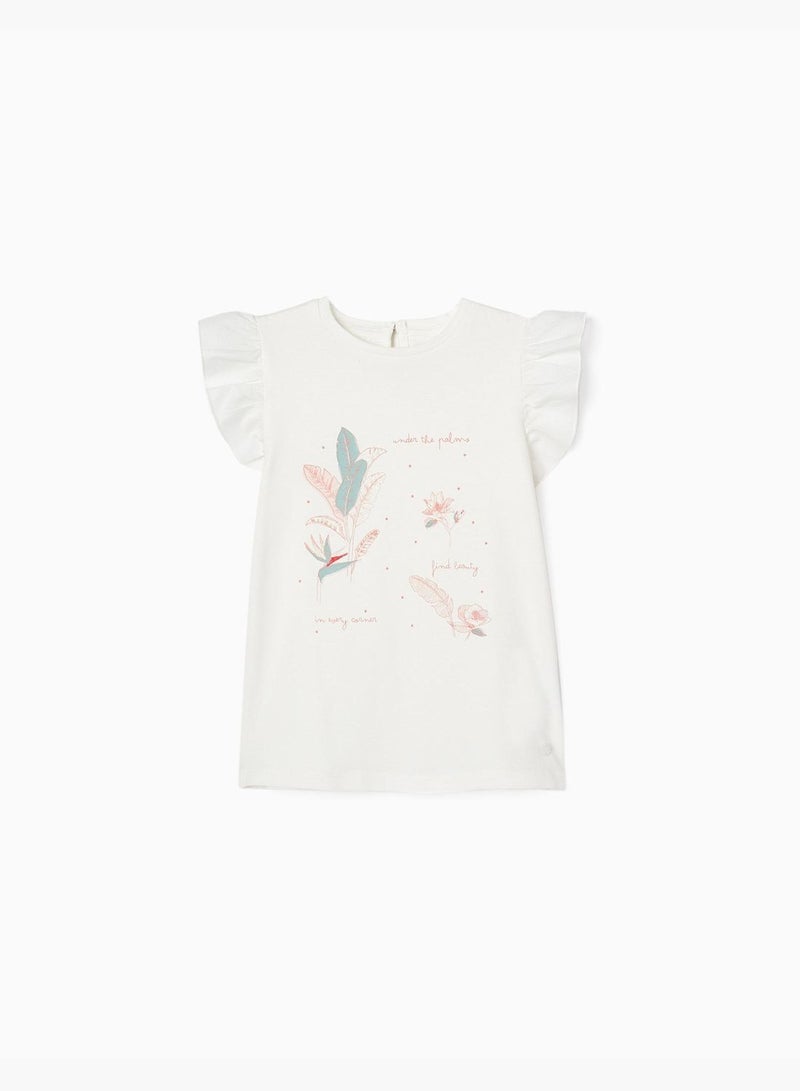 Zippy Cotton T-Shirt With Frill Sleeves For Girls 'Flowers'