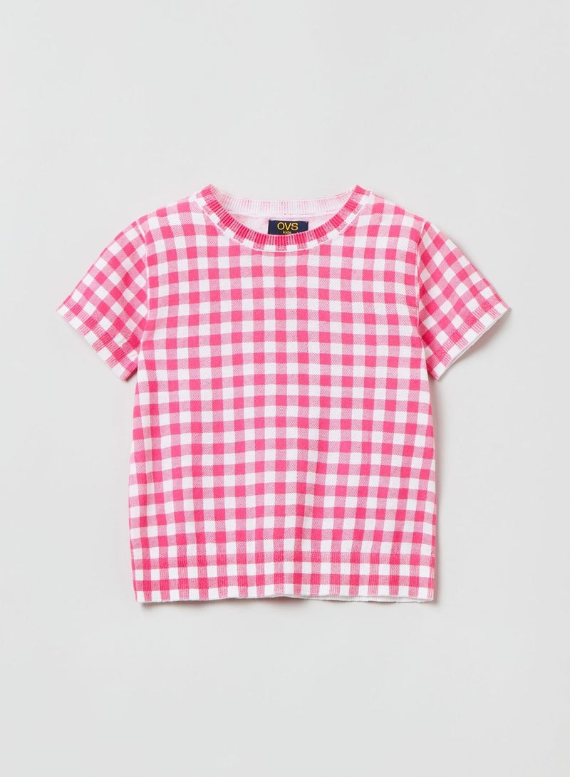OVS Jersey T-Shirt With Gingham Pattern