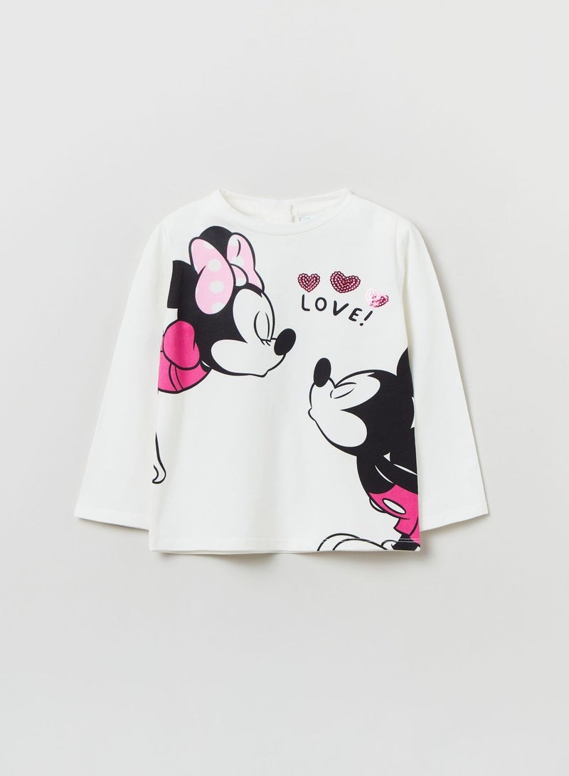 OVS Disney Minnie And Mickey Mouse T-Shirt With Long Sleeves