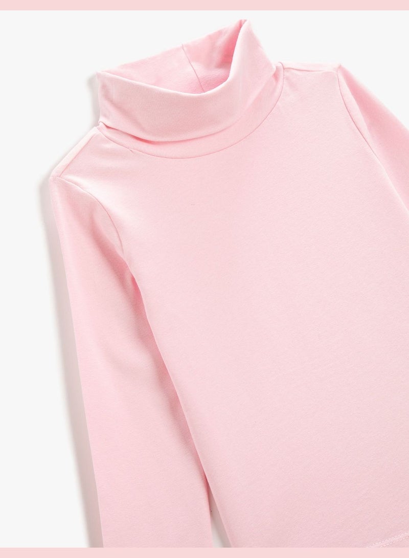 Half Turtleneck T-Shirt Long Sleeve Cotton