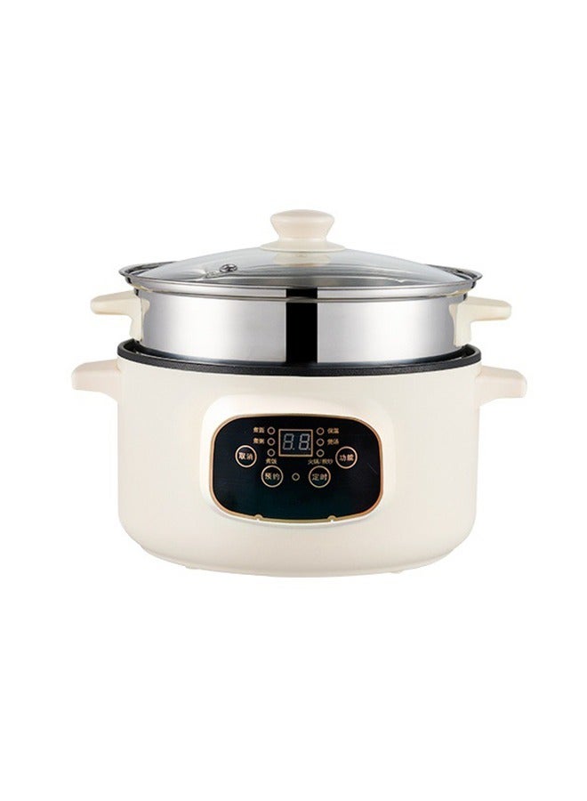 5L 1350W Electric Hot Pot with Steamer & Temperature Control - Non-Stick Electric Cooker Shabu Shabu Electric Skillet  Frying Pan Electric Saucepan for Noodles Egg  Steak Oatmeal and Soup