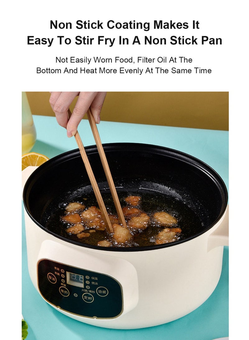 5L 1350W Electric Hot Pot with Steamer & Temperature Control - Non-Stick Electric Cooker Shabu Shabu Electric Skillet  Frying Pan Electric Saucepan for Noodles Egg  Steak Oatmeal and Soup