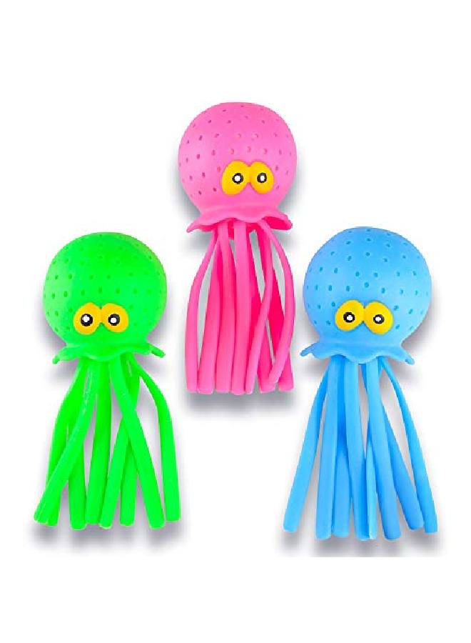 Octopus Water Balls Set Of 3 Rubber Kids? Bath Toys Sensory Stress Relief Pool Toys For Kids Cute Goodie Bag Fillers For Boys And Girls Pink Blue And Green