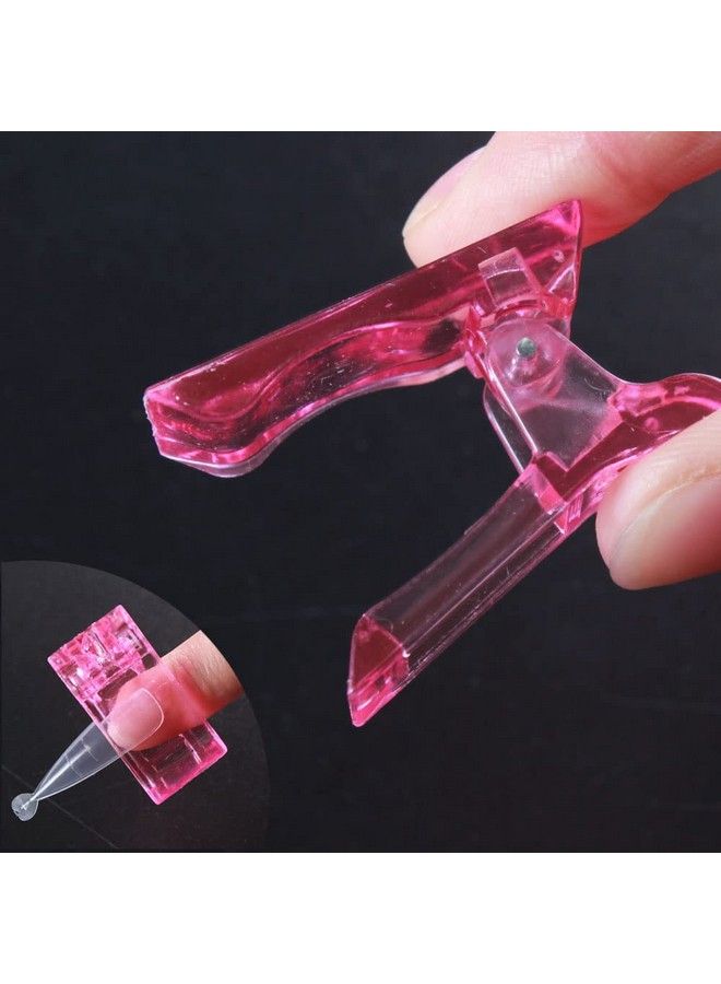 10Pcs Pink Color Nail Tips Clip For Quick Building Polygel Nail Forms Nail Clips For Polygel Finger Nail Extension Uv Led Builder Clamps Manicure Nail Art Tool