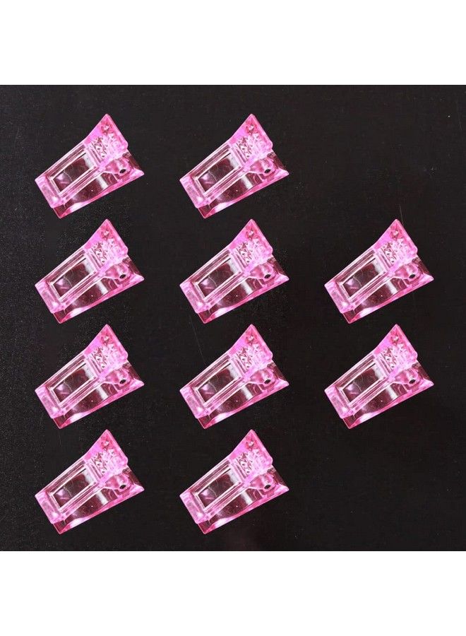 10Pcs Pink Color Nail Tips Clip For Quick Building Polygel Nail Forms Nail Clips For Polygel Finger Nail Extension Uv Led Builder Clamps Manicure Nail Art Tool