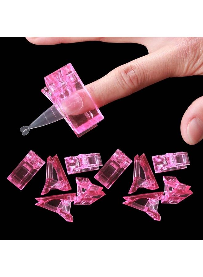 10Pcs Pink Color Nail Tips Clip For Quick Building Polygel Nail Forms Nail Clips For Polygel Finger Nail Extension Uv Led Builder Clamps Manicure Nail Art Tool