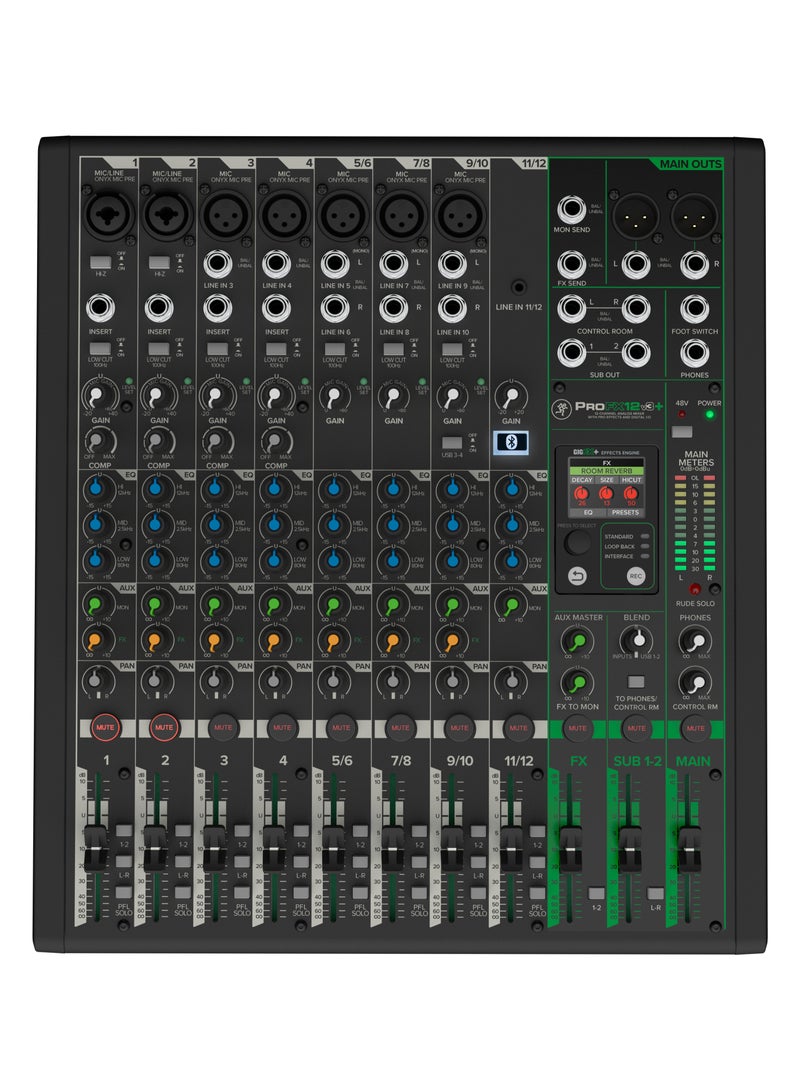 Mackie ProFX12v3+ 12-Channel Analog Mixer with Enhanced FX, USB Recording Modes, and Bluetooth