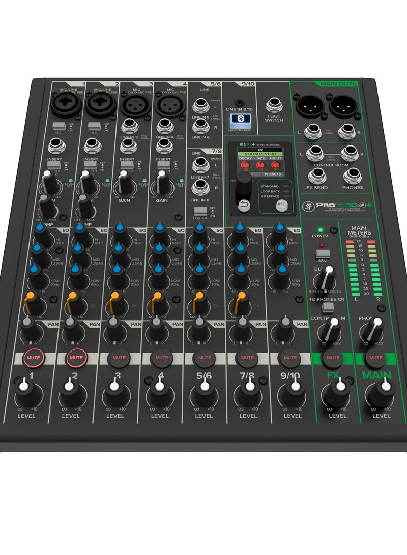 Mackie ProFX10v3+ 10-Channel Analog Mixer with Enhanced FX, USB Recording Modes, and Bluetooth