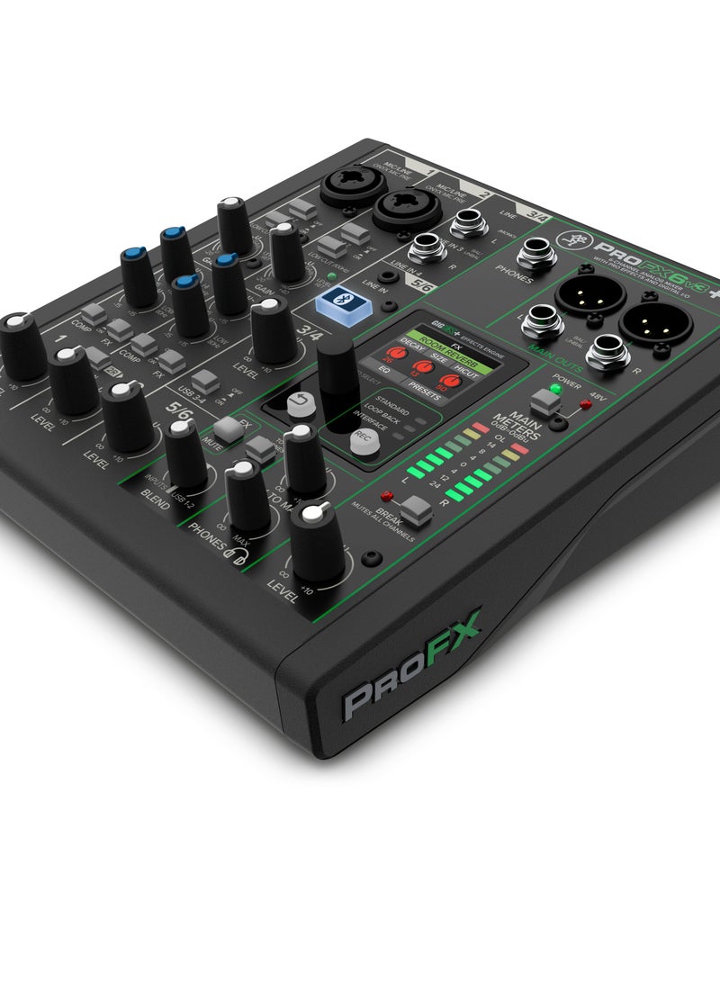 Mackie ProFX6v3+ 6-Channel Analog Mixer with Enhanced FX, USB Recording Modes, and Bluetooth