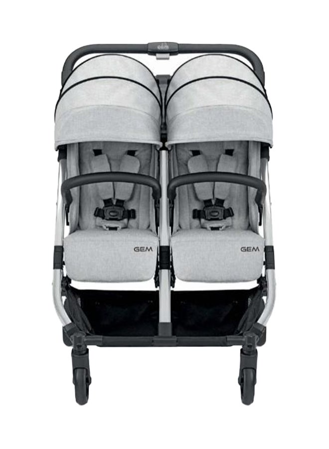 Cam - Baby Double Stroller  Gem Gray - Perfect Pushchair For Twins And/Or Brothers And Sisters Of Different Ages, From 0 To 4 Years Old (22 Kg), 5-Point Harness, Multi-Position Backrest, .