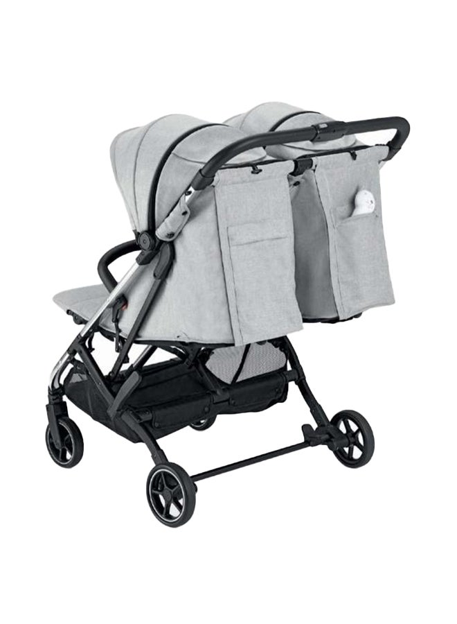 Cam - Baby Double Stroller  Gem Gray - Perfect Pushchair For Twins And/Or Brothers And Sisters Of Different Ages, From 0 To 4 Years Old (22 Kg), 5-Point Harness, Multi-Position Backrest, .