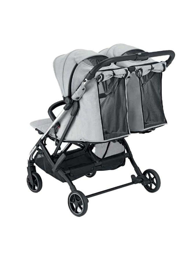 Cam - Baby Double Stroller  Gem Gray - Perfect Pushchair For Twins And/Or Brothers And Sisters Of Different Ages, From 0 To 4 Years Old (22 Kg), 5-Point Harness, Multi-Position Backrest, .