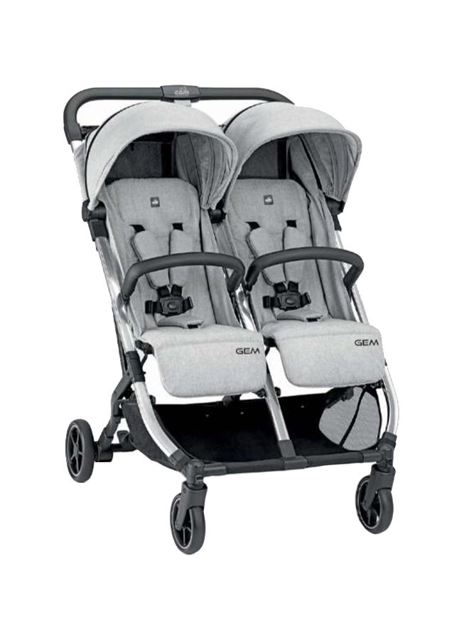 Cam - Baby Double Stroller  Gem Gray - Perfect Pushchair For Twins And/Or Brothers And Sisters Of Different Ages, From 0 To 4 Years Old (22 Kg), 5-Point Harness, Multi-Position Backrest, .