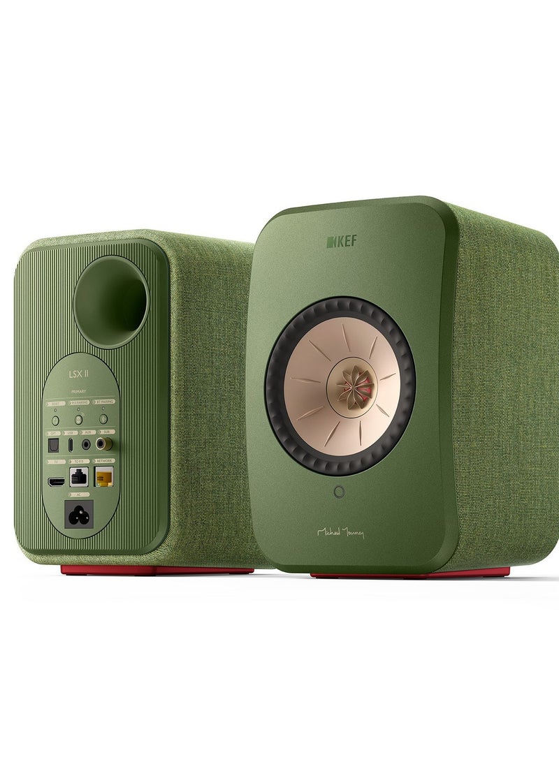 KEF LSX II - Wireless Bookshelf Speakers, olive green, Active Speakers | TV | PC | Gaming | HDMI