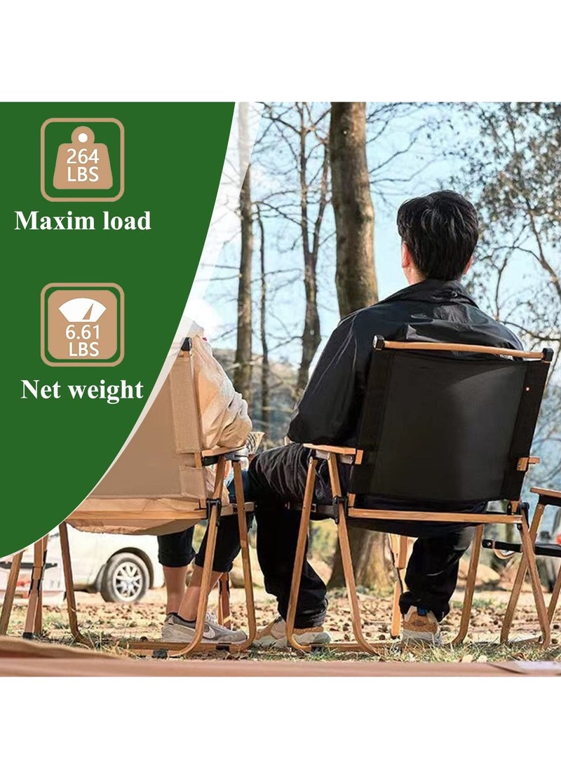 Portable Folding Camping Chair Foldable Fishing Camping Chair with Wooden Handle Aluminum Bracket Stable Outdoor Picnic Chair For BBQ Beach Chair Lightweight Outdoor