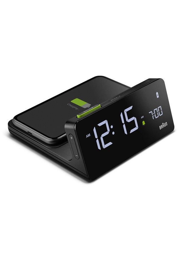 Digital Alarm Clock With Va Lcd Display 10W Qi Wireless Fastcharging Pad Automatic Backlight Adjustment Quick Set Beep Alarm In Black Model Bc21B.
