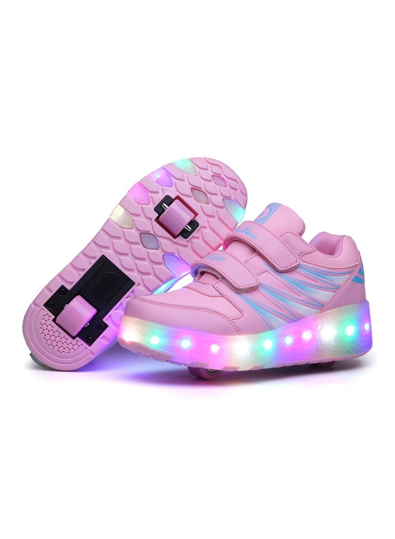 Kids Roller Skates Shoes USB Chargeable LED Light Up Shoes Wheels Roller Shoes Girls Sneakers Boys Best Gifts