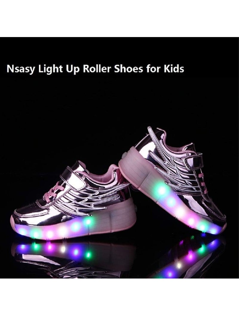 Kid Roller Skates Shoes Shoes with Wheels LED Light Color Shoes Shiny Roller Skates Skate Shoes Kids Gifts Boys Girls