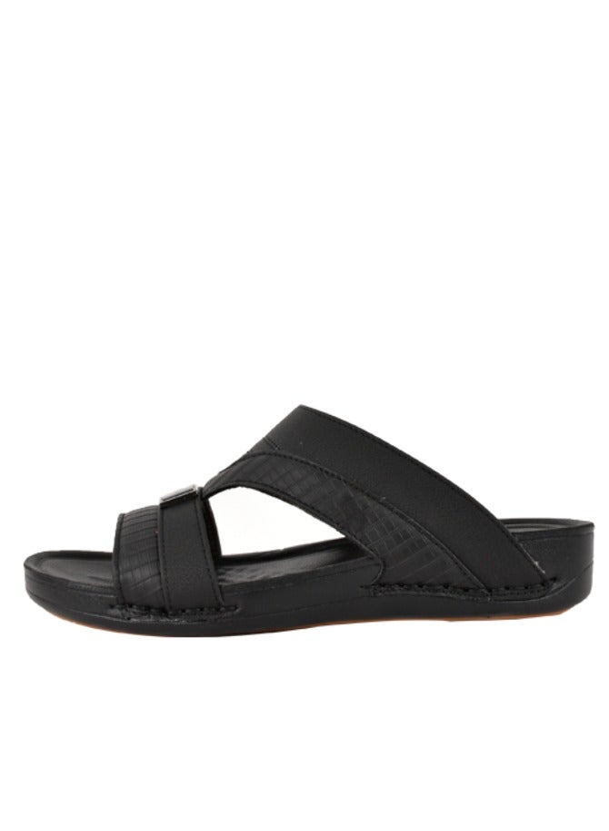 Mens Patterned Strap Arabic Sandals Black