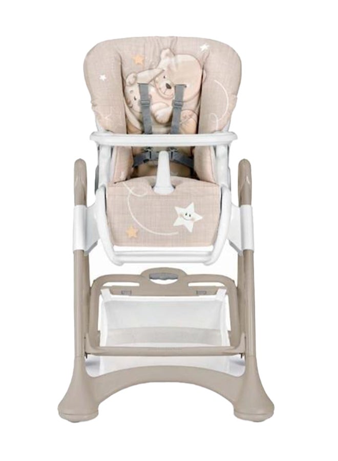 Cam - Campione High Chair - Luna Bear- Feeding Chair, From 0 To 36 Months, Comfortable, Soft Padding, 5-Point Safety Harness, Rear Castors With Brake, 2 Adjustable And Removable Trays