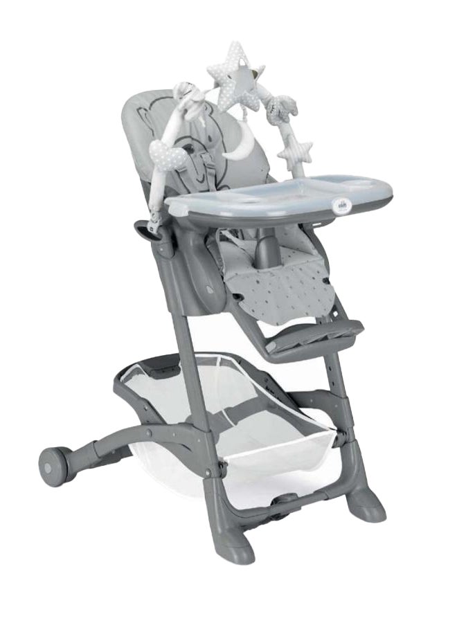 Cam - Istante High Chair With Toy Bar -Gray 262 - Highchair Made In Italy, Perfect For Mealtimes, Playtimes And Naps, From 0 To 36 Months, Compact Folding With Support Stand, Rear Castorsm Safe