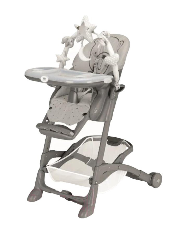 Cam - Istante High Chair With Toy Bar -Gray 262 - Highchair Made In Italy, Perfect For Mealtimes, Playtimes And Naps, From 0 To 36 Months, Compact Folding With Support Stand, Rear Castorsm Safe