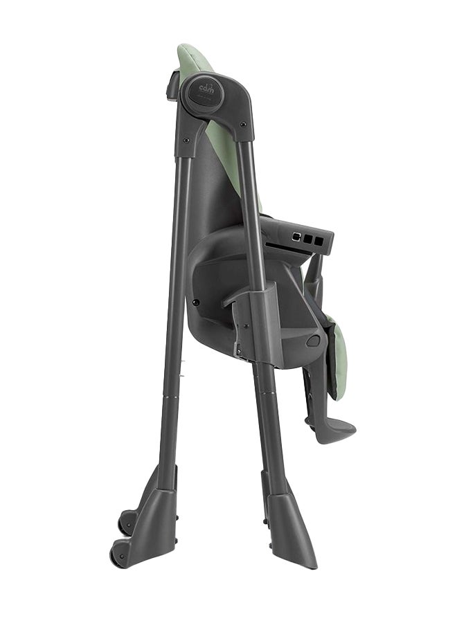 Cam - Pappananna Icon High Chair - Green - Feeding Chair For Baby, Ultra Modern  High Chair, From 6 Months To 15 Kg, Soft Padding, 5-Point Safety Harness, Rear Castors, Super Compact.Made In Italy