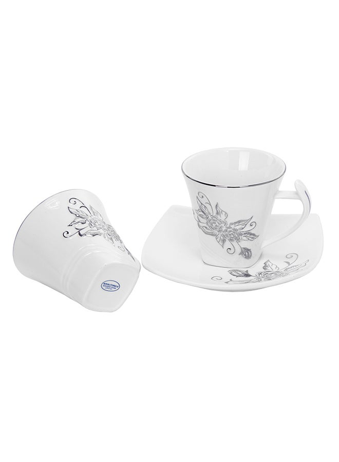 12-Piece Square Cup And Saucer Set White 220ml