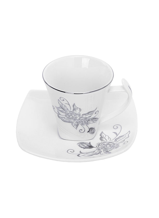 12-Piece Square Cup And Saucer Set White 220ml